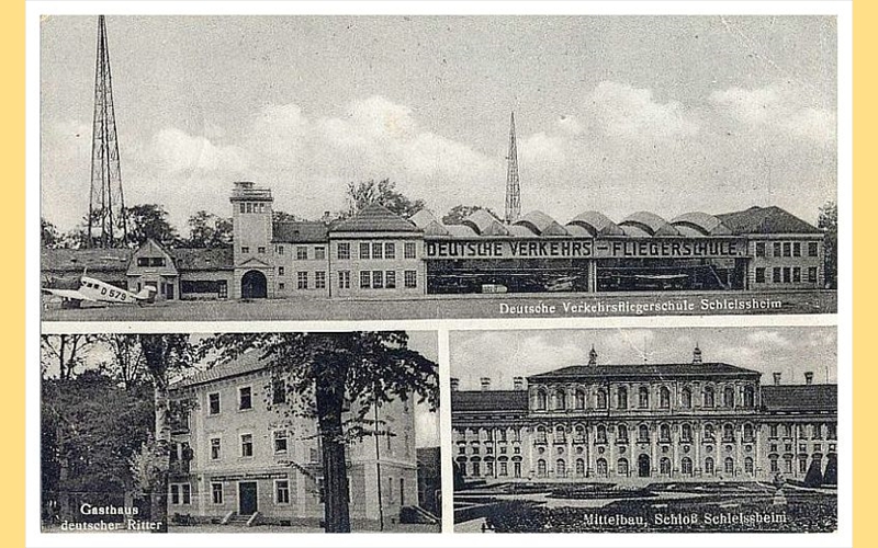 Postkarte mit DVS, Gaststtte Deutscher Ritter u. Neues Schloss, ca. 1930