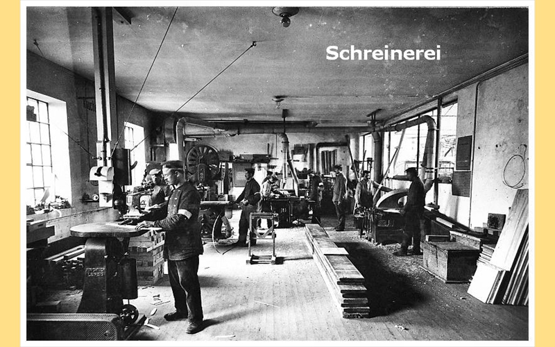 Maschinenraum der Schreinerei in der Werft